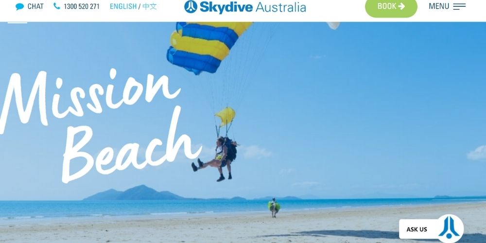 Mission beach, best places to skydive in Brisbane
